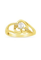 handsome 14k gold diamond heart pearl gemstone baby birthstone ring